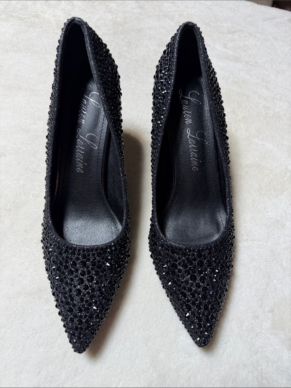 Lauren Lorraine Black Crystal / Sequins Heels 👠 Size 9 🆕 No Box 3.5”Heel